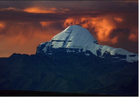 The sacred mountain of Mount Kailash, the source of four of Asia's major rivers.