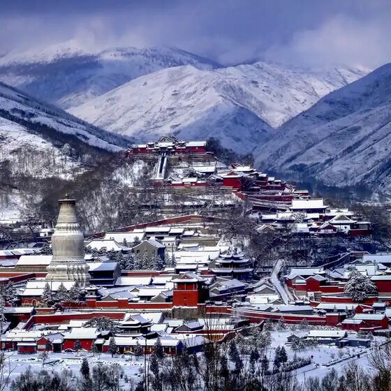 Mount Wutai, one of the four sacred Buddhist mountains in China.